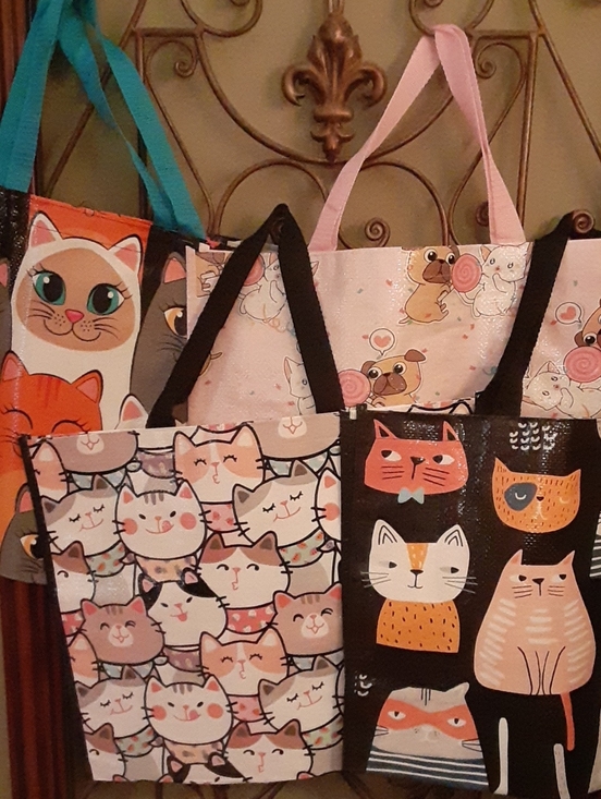 Handbags - Set Of 4 Tote Bags - Cute Cat And Dog Prints